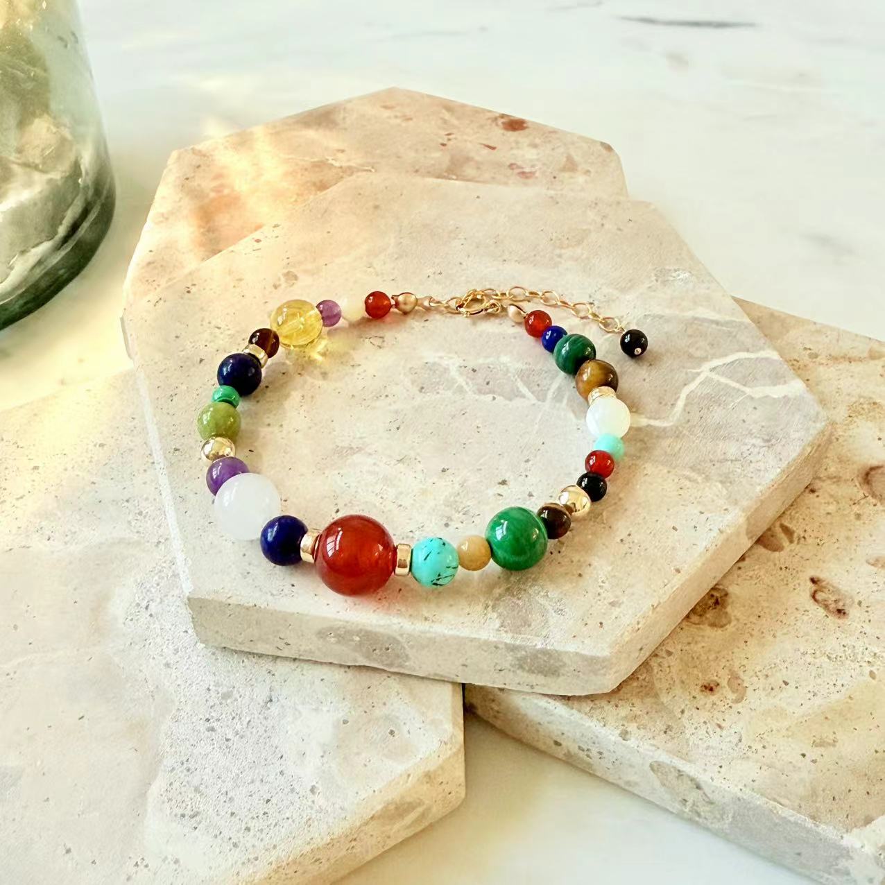 Dunhuang - Multi Gemstone Gold Filled Beaded Bracelet